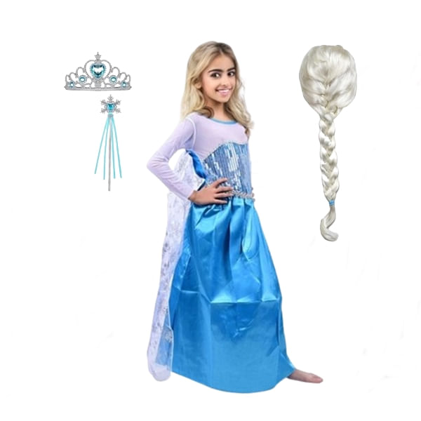 Set rochie si accesorii Elsa Frozen, IdeallStore®, 3-5 ani , Albastru , Halloween - 2 | YEO