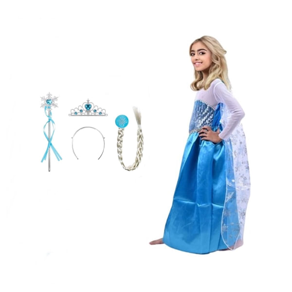 Set rochie si trei accesorii Elsa Frozen, IdeallStore®, 3-5 ani, Carnaval - 2 | YEO