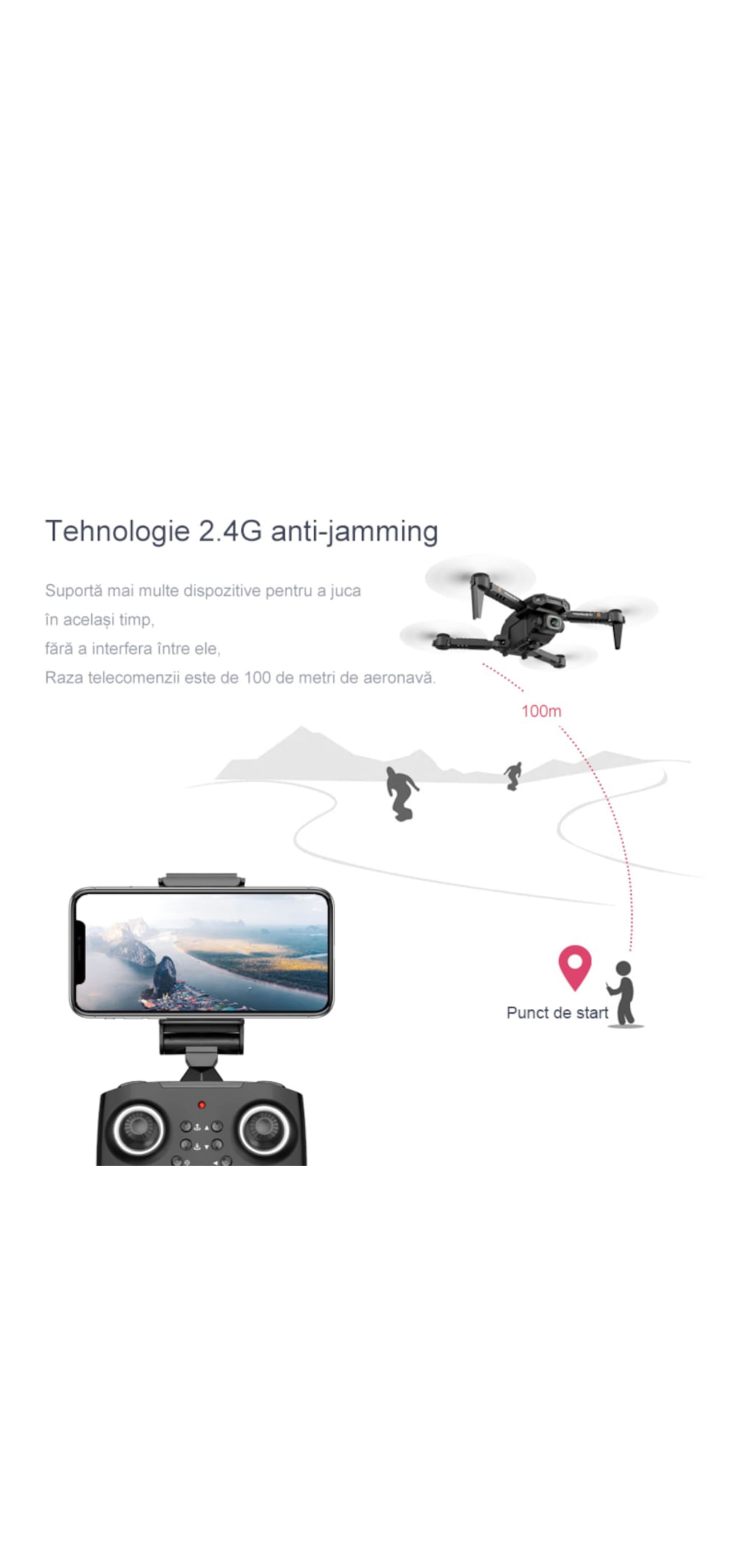 Drona pentru copii si incepatori FLYAway, Camera HD Duala 1080P, Rezerve, Telecomanda pliabila Quadcopter, Rulare 360° - 2 | YEO