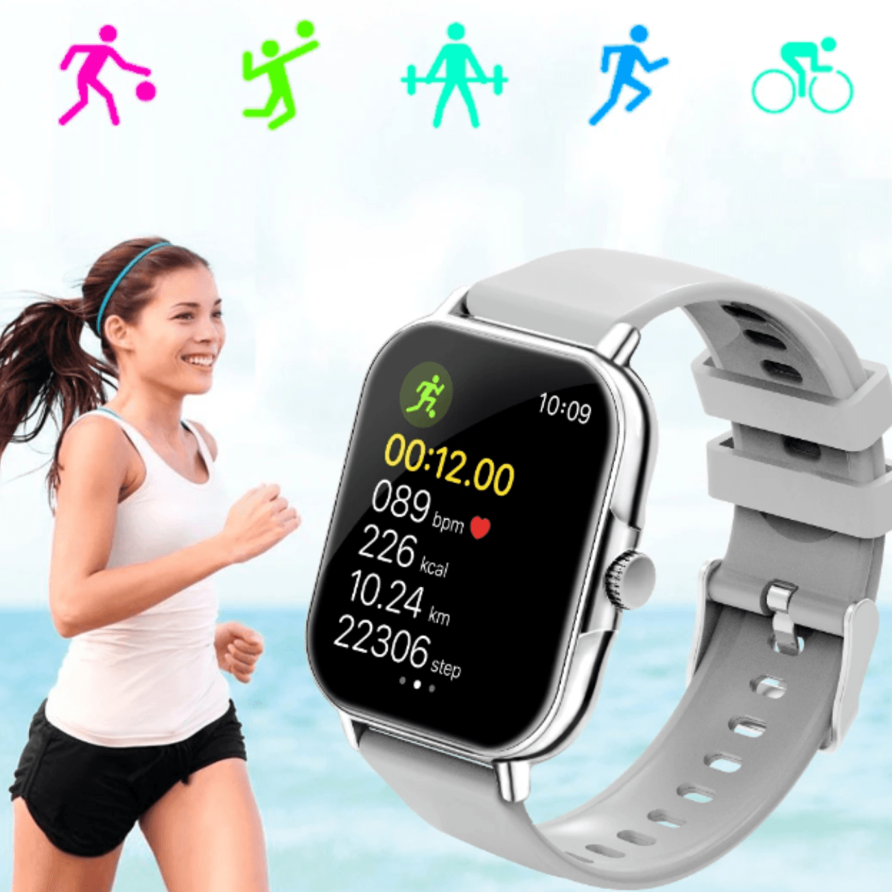 Ceas SmartWatch RoHS® BeFIT, Apelare prin Bluetooth, Incarcare magnetica,Ritm Cardiac, Monitorizare somn, Control muzica - 3 | YEO