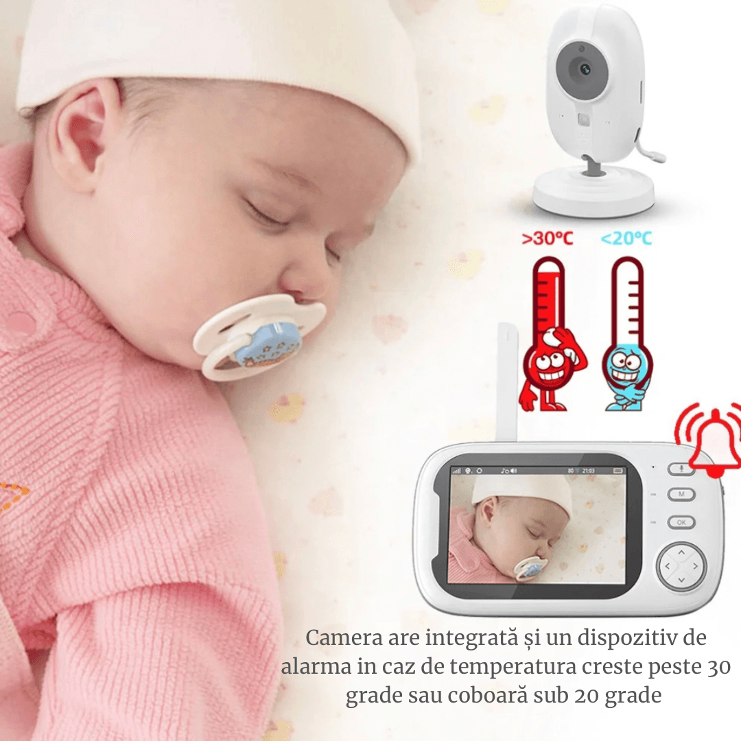 Baby Monitor si Camera Audio-Video Wireless Pentru Supravegherea Copilului RoHs® SPY HappyKID Ecran HD XXL 3.2 Inch LCD