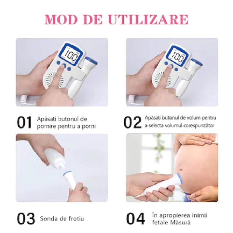 Monitor fetal doppler pentru gravide, Rohs, monitorizare functii vitale fat intrauterin, detectare b - 1 | YEO