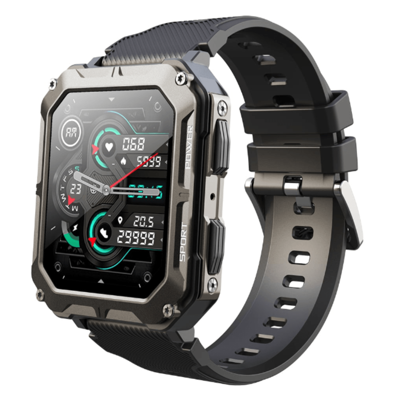 Smartwatch RoHS® C20 Pro Negru,1.83 inch, Apel bluetooth,Bluetooth 5.0,Ritm cardiac,SpO2,123 Sporturi,Ip68,380mAh