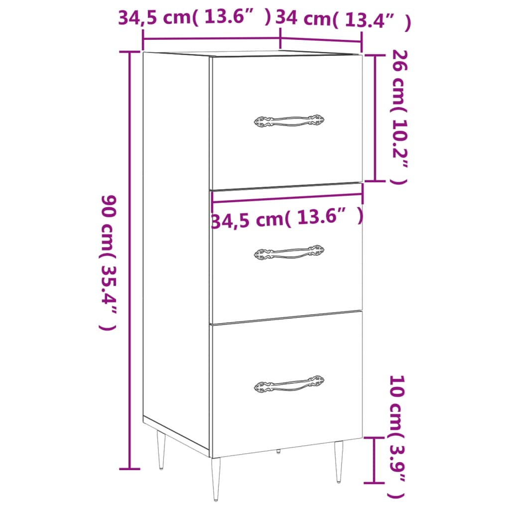 Servanta, gri beton, 34,5x34x90 cm, lemn compozit — imaginea 12