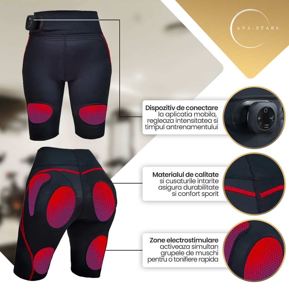 Echipament EMS pentru Slabit, Tonifierea Muschilor Fesieri si Picioare, Pantaloni EMS pentru exercitii fitness, Dama, XL