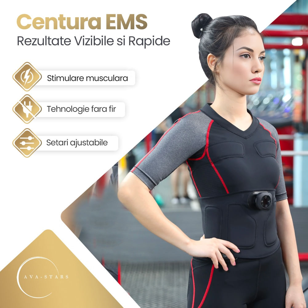 Echipament EMS pentru Slabit, Tonifierea Muschilor-Abdomen, Centura pentru Exercitii Fitness, Marime Universala - 1 | YEO