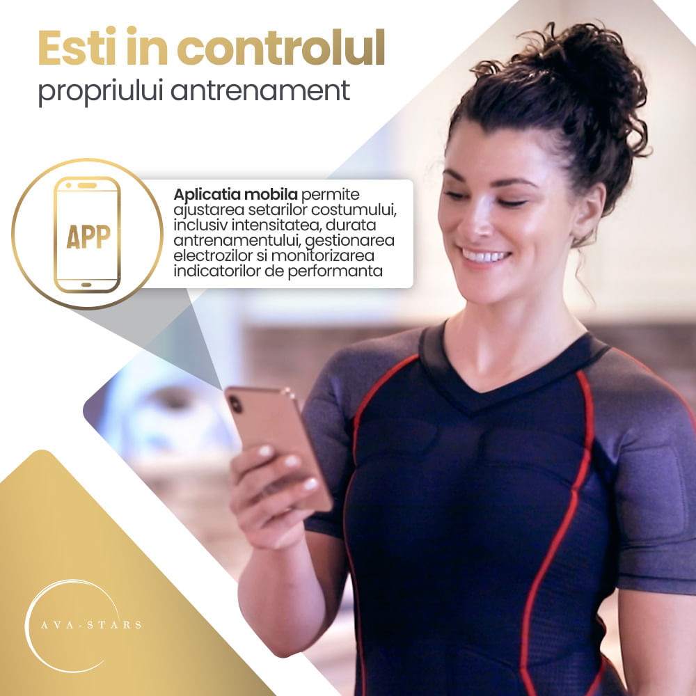 Costum EMS Wireless, de Dama, pentru Tonifiere, Slabire Rapida si Eliminare Celulita, Aplicatie Mobila Inclusa, L