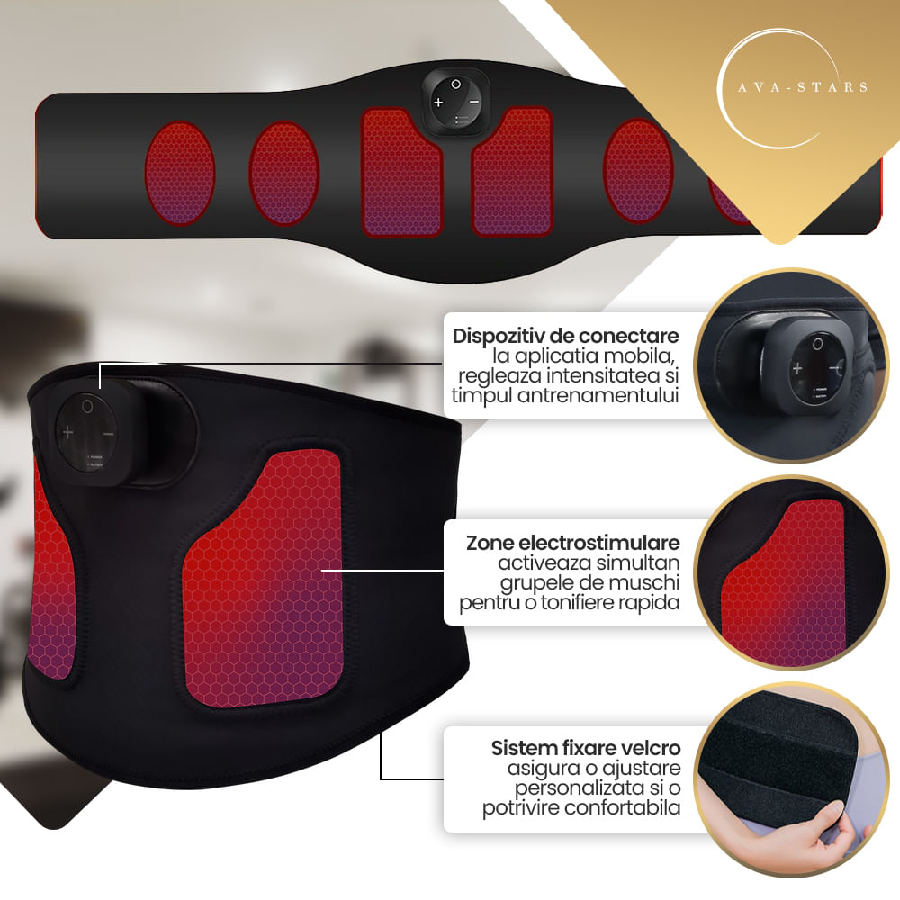 Echipament EMS pentru Slabit, Tonifierea Muschilor-Abdomen, Centura pentru Exercitii Fitness, Marime Universala - 2 | YEO