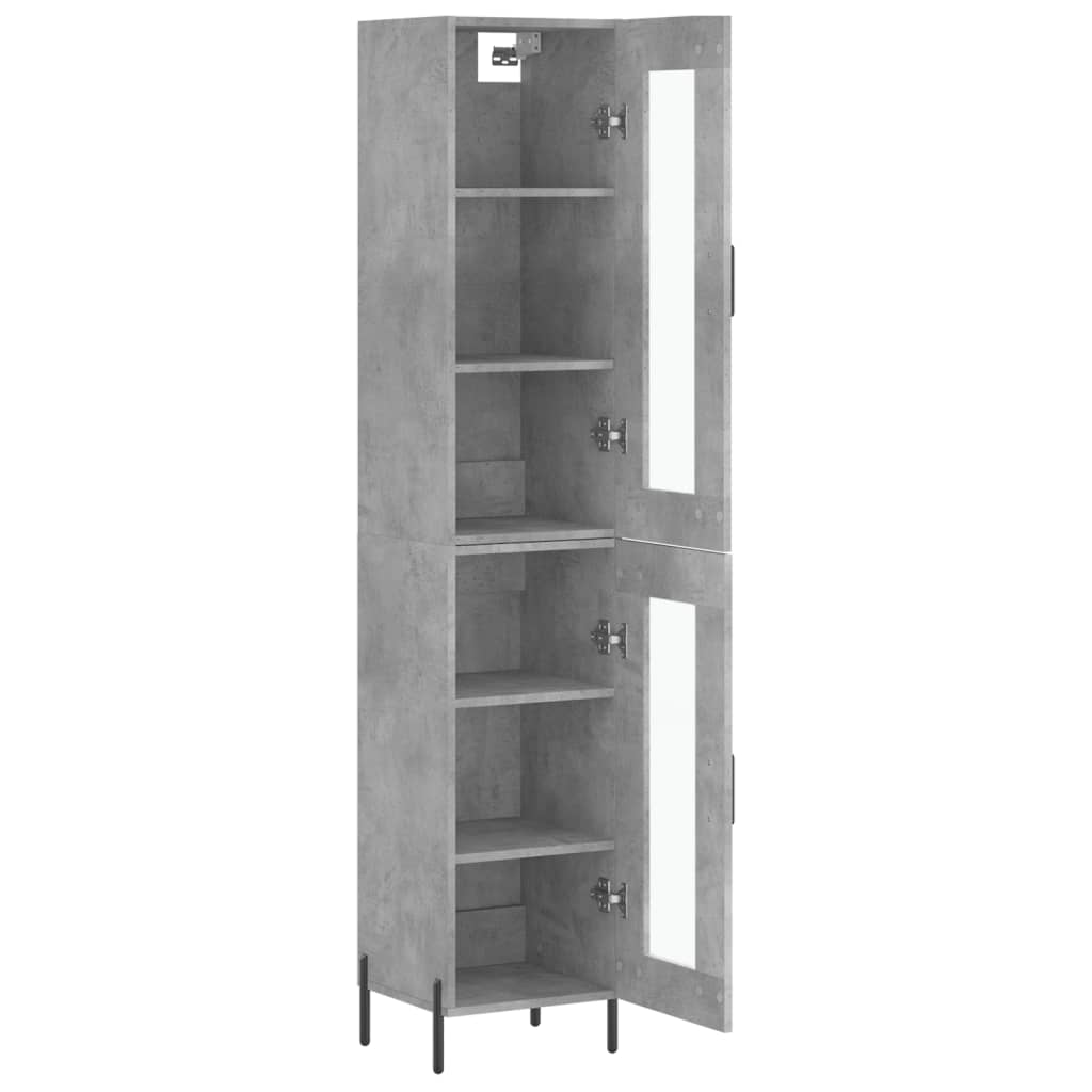 Dulap inalt, gri beton, 34,5x34x180 cm, lemn prelucrat — imaginea 4