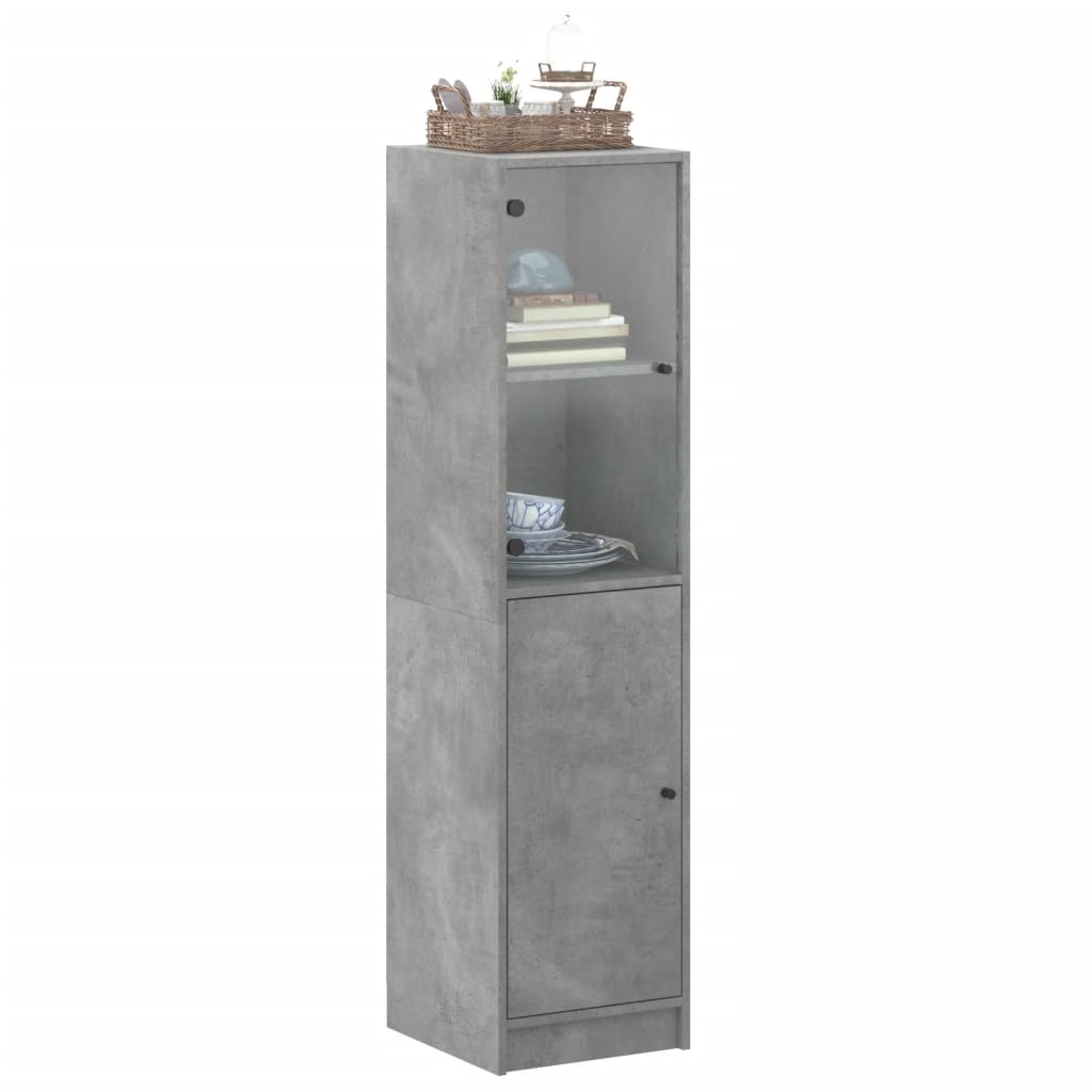 Dulap cu usa din sticla, gri beton, 35x37x142 cm — imaginea 4