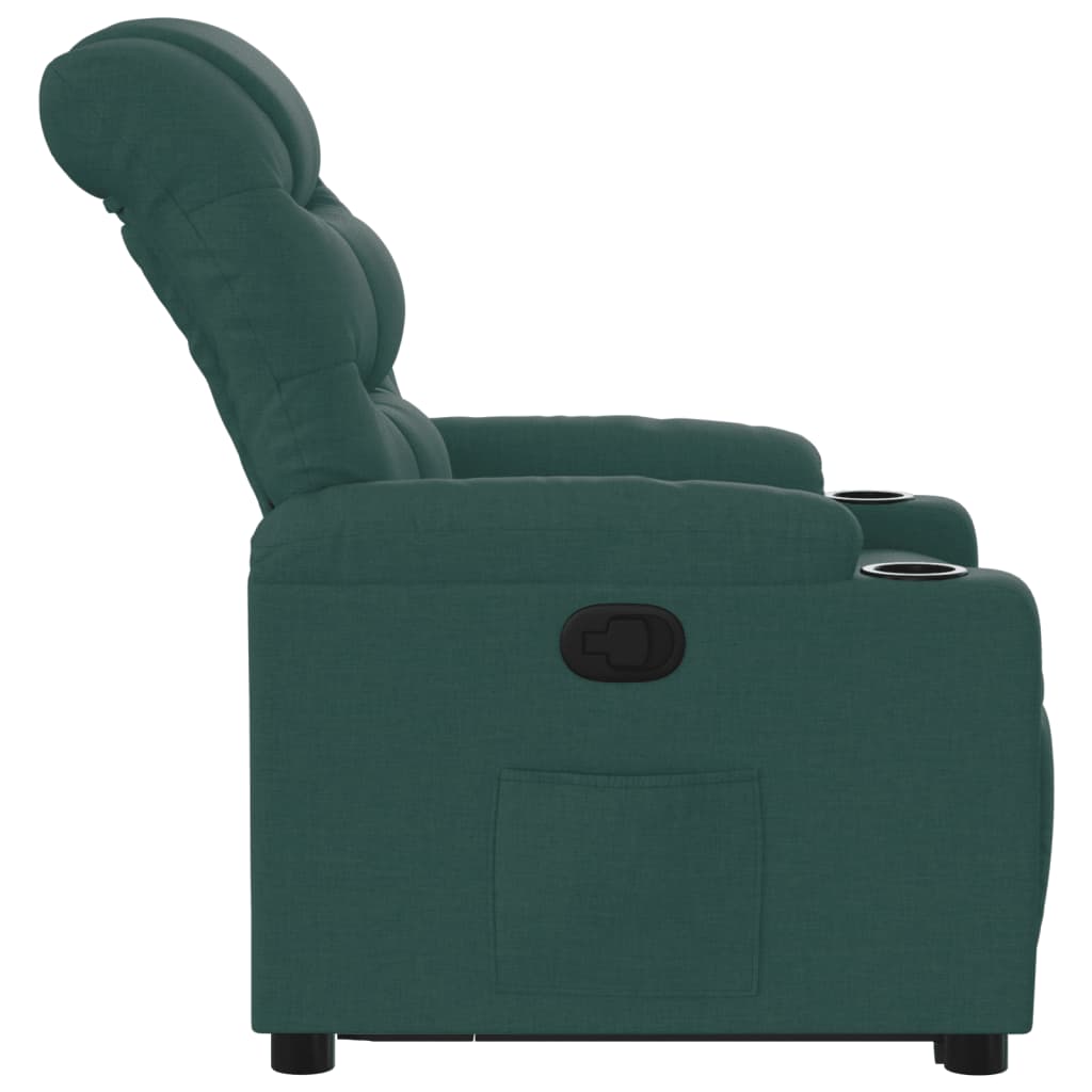 Fotoliu rabatabil ridicare pe verticala, verde inchis, textil — imaginea 9