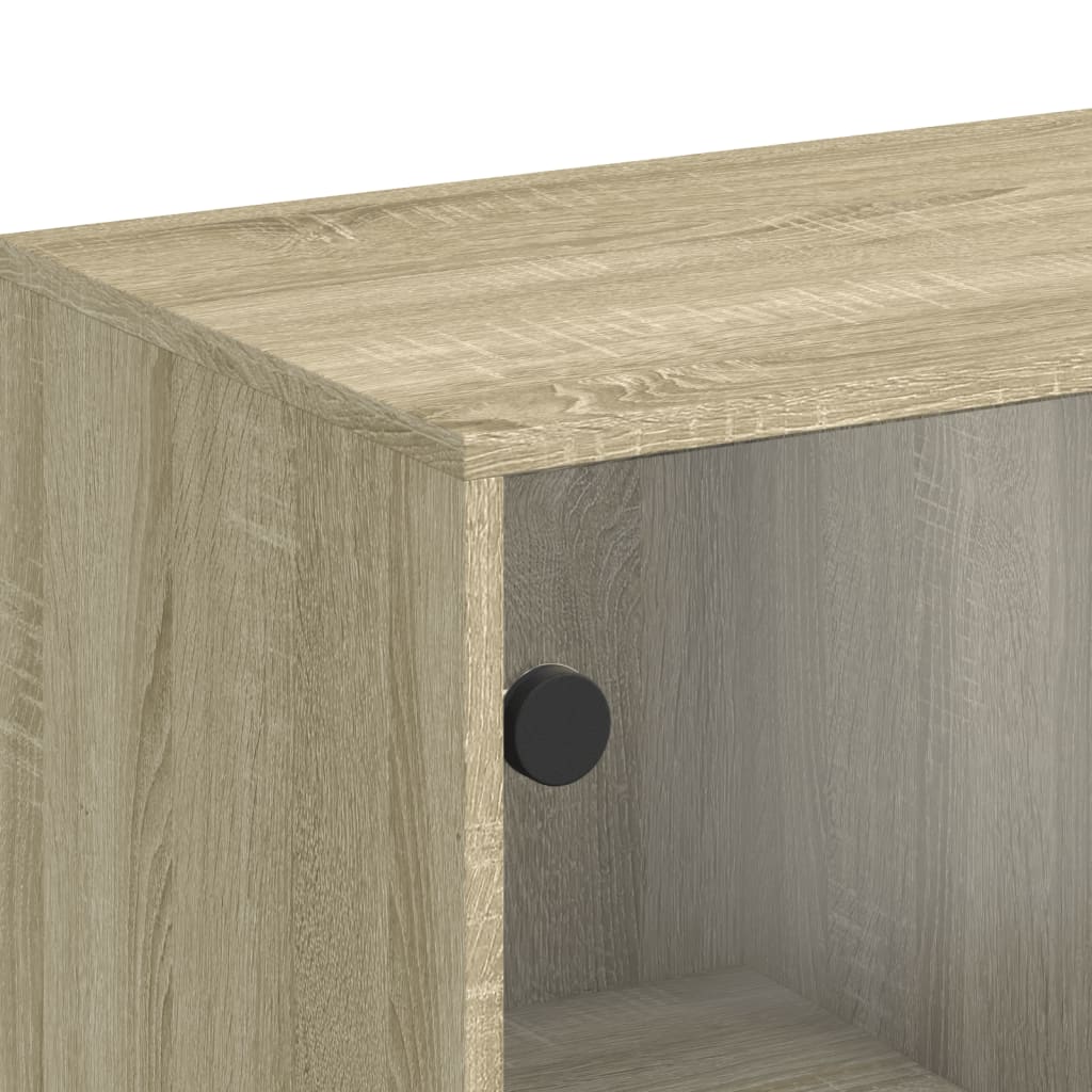 Dulap lateral cu usi din sticla, stejar sonoma, 69x37x100 cm — imaginea 9