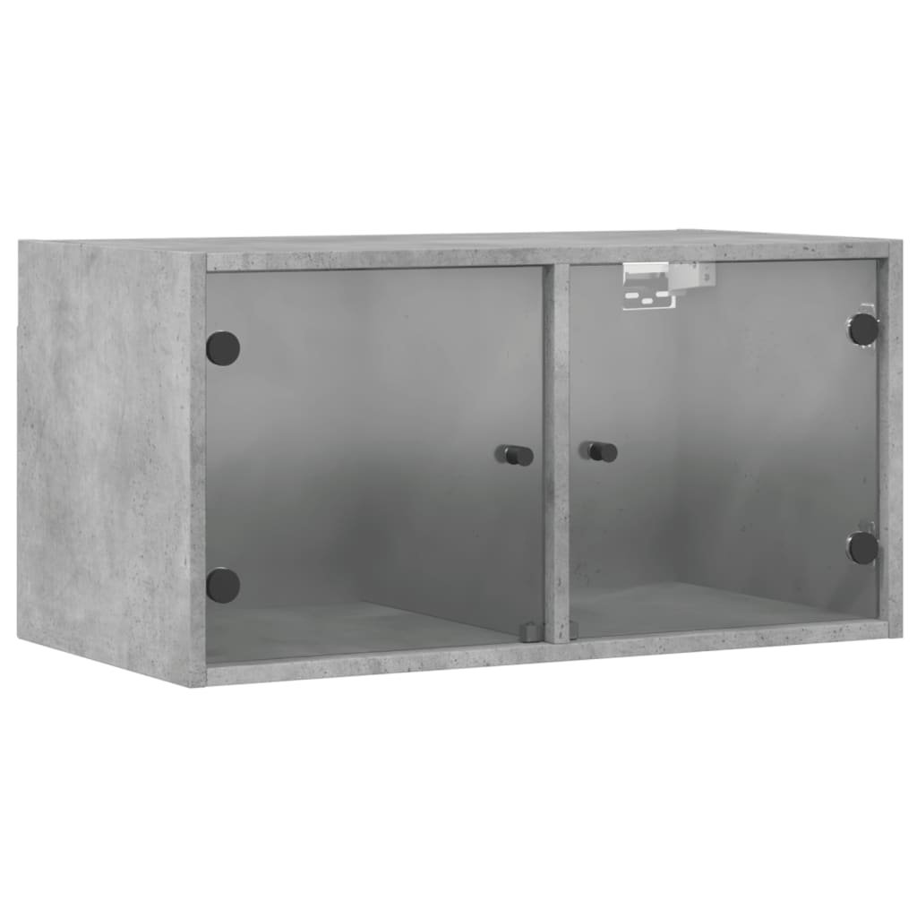 Dulap de perete cu usi din sticla, gri beton, 68,5x37x35 cm