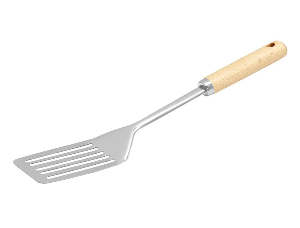 Spatula perforata din inox cu maner din lemn, AMBITION Natural - 1 | YEO