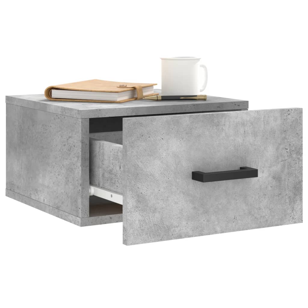 Noptiere montate pe perete 2 buc. gri beton 35x35x20 cm — imaginea 4