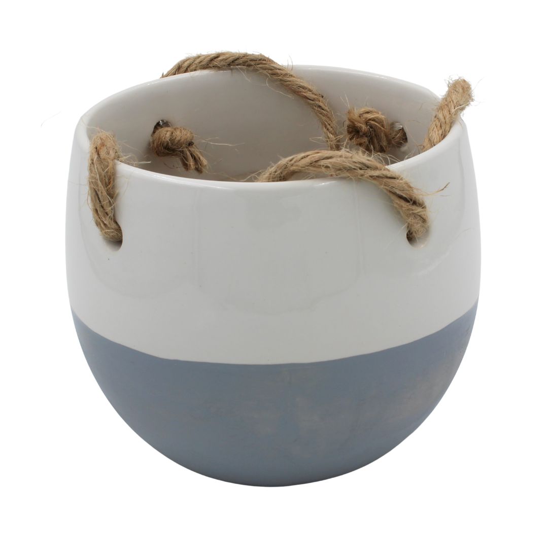 Ghiveci suspendat ceramica alb-gri 11 cm — imaginea 2