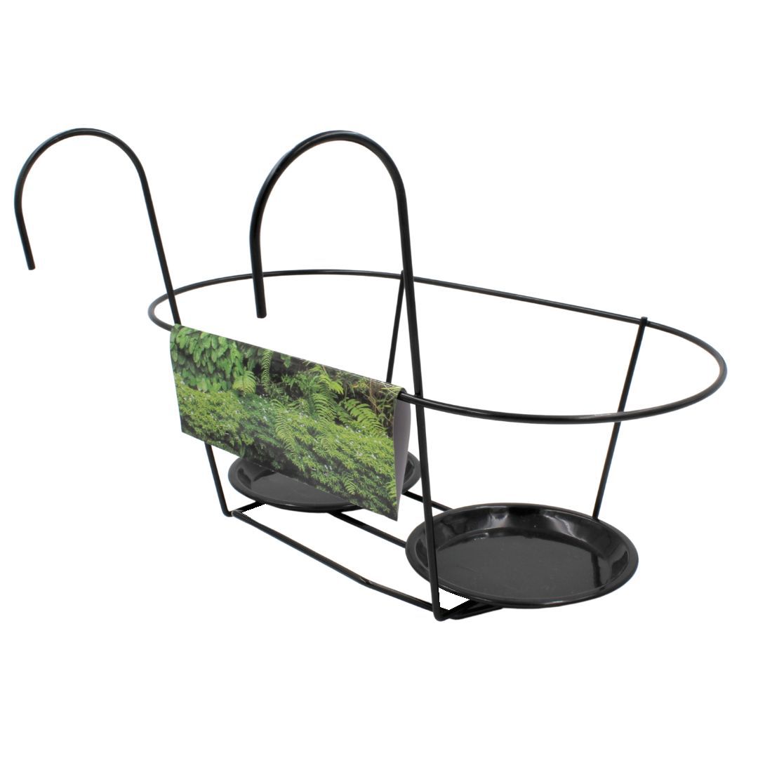 Suport metalic dublu ghiveci flori 39x26 cm — imaginea 3