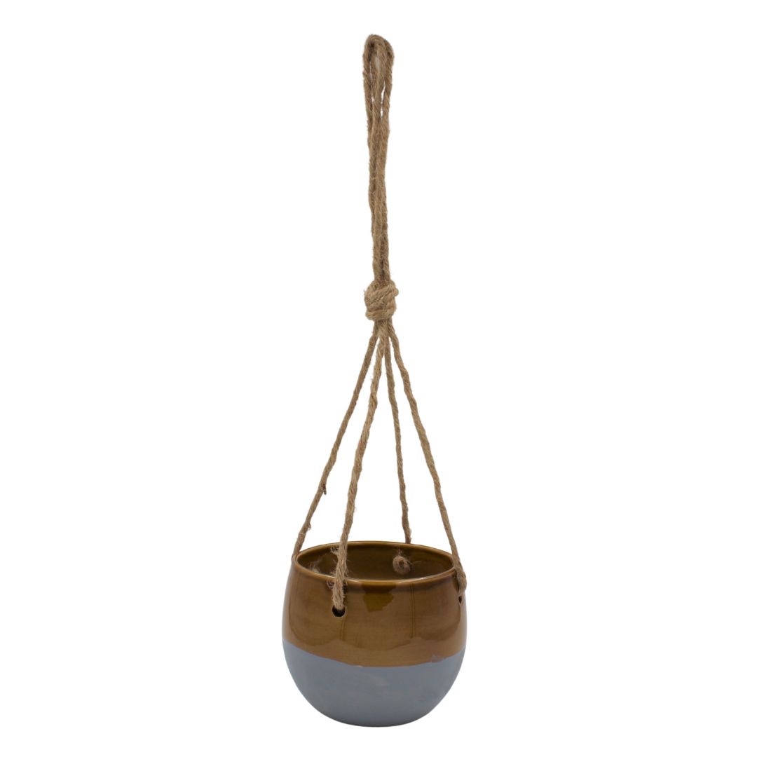 Ghiveci suspendat ceramica maro-gri 11 cm — imaginea 2