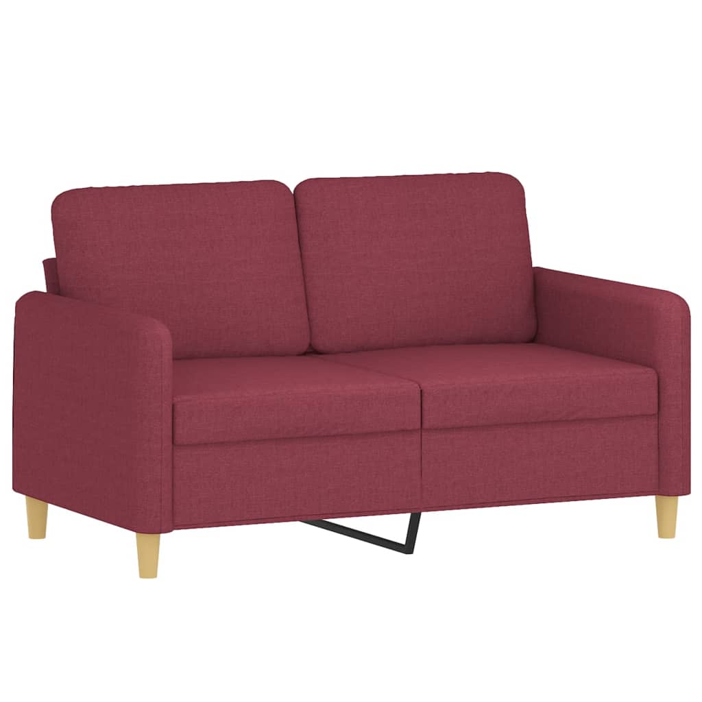 Canapea cu 2 locuri cu pernute, rosu vin, 120 cm, textil — imaginea 4