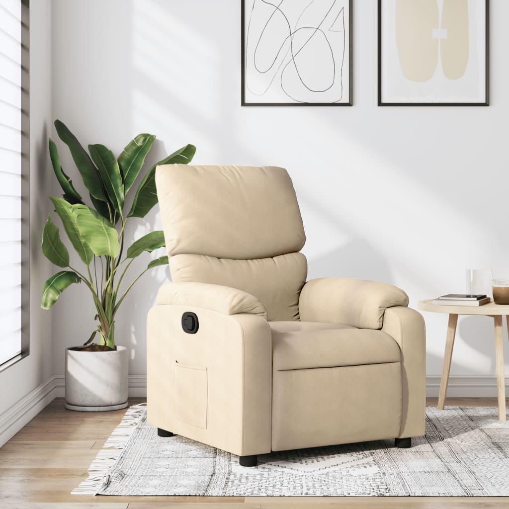 Fotoliu rabatabil, crem, material textil — imaginea 2