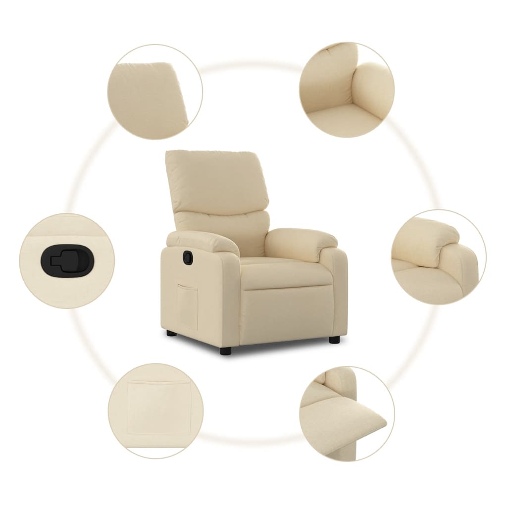 Fotoliu rabatabil, crem, material textil — imaginea 7