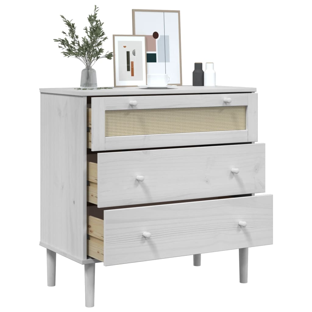 Dulap sertar SENJA ratan aspect alb 80x40x80 cm lemn masiv pin — imaginea 4