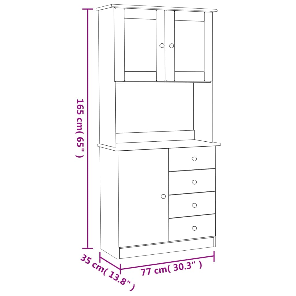 Dulap inalt ALTA, alb, 77x35x165 cm, lemn masiv de pin — imaginea 11