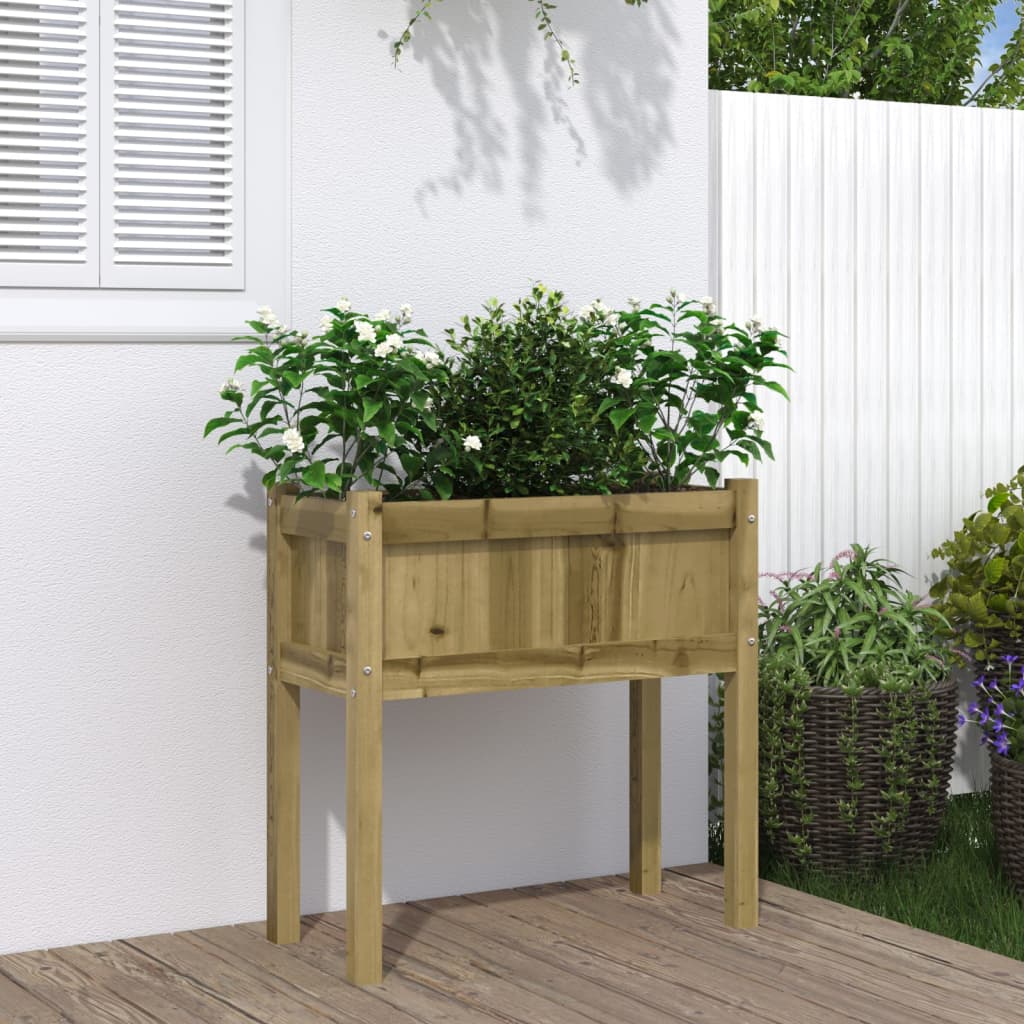 Jardinier de gradina cu picioare, 70x31x70 cm, lemn pin tratat — imaginea 2