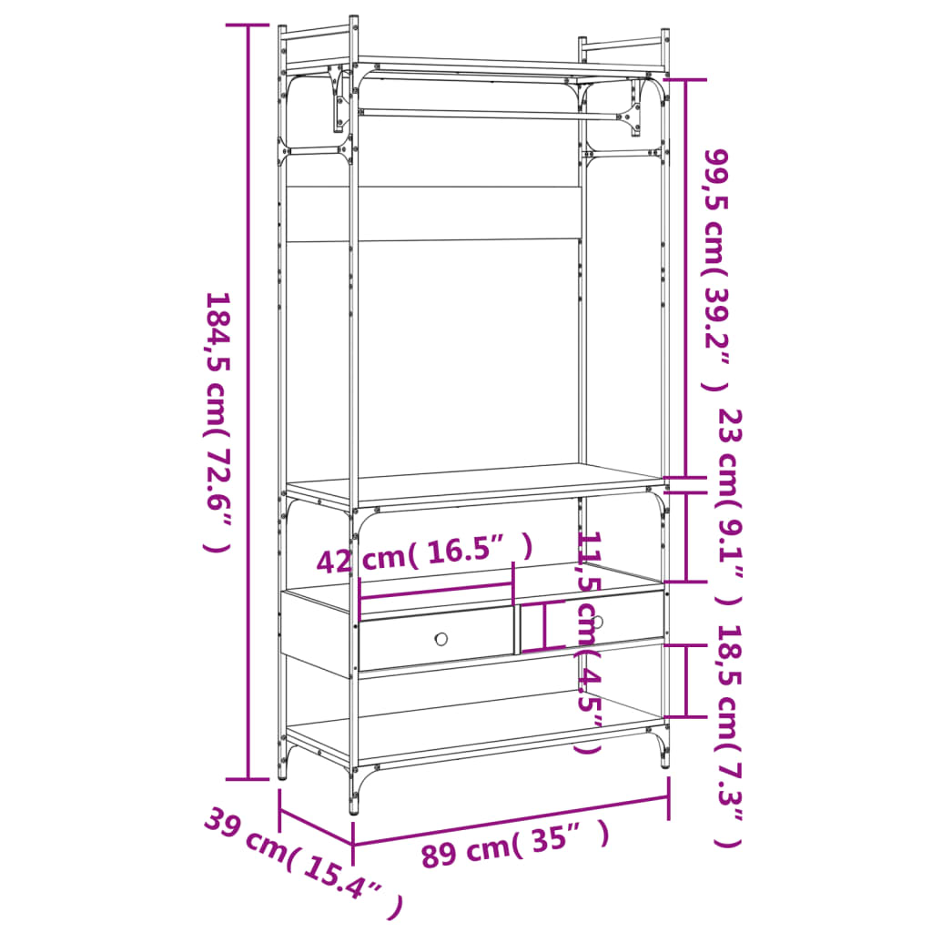 Sifonier cu sertare stejar sonoma 89x39x184,5 cm lemn compozit — imaginea 11