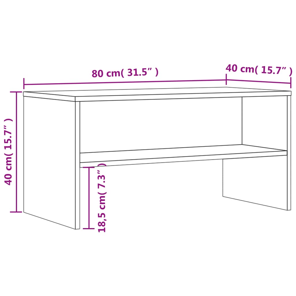 Comoda TV, gri sonoma, 80x40x40 cm, lemn prelucrat — imaginea 9
