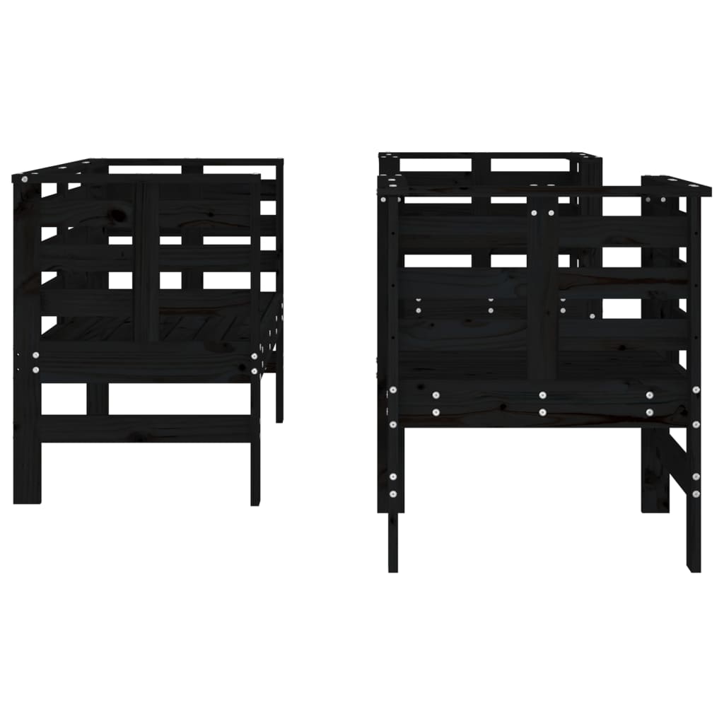 Set mobilier de gradina, 3 piese, negru, lemn masiv pin — imaginea 5