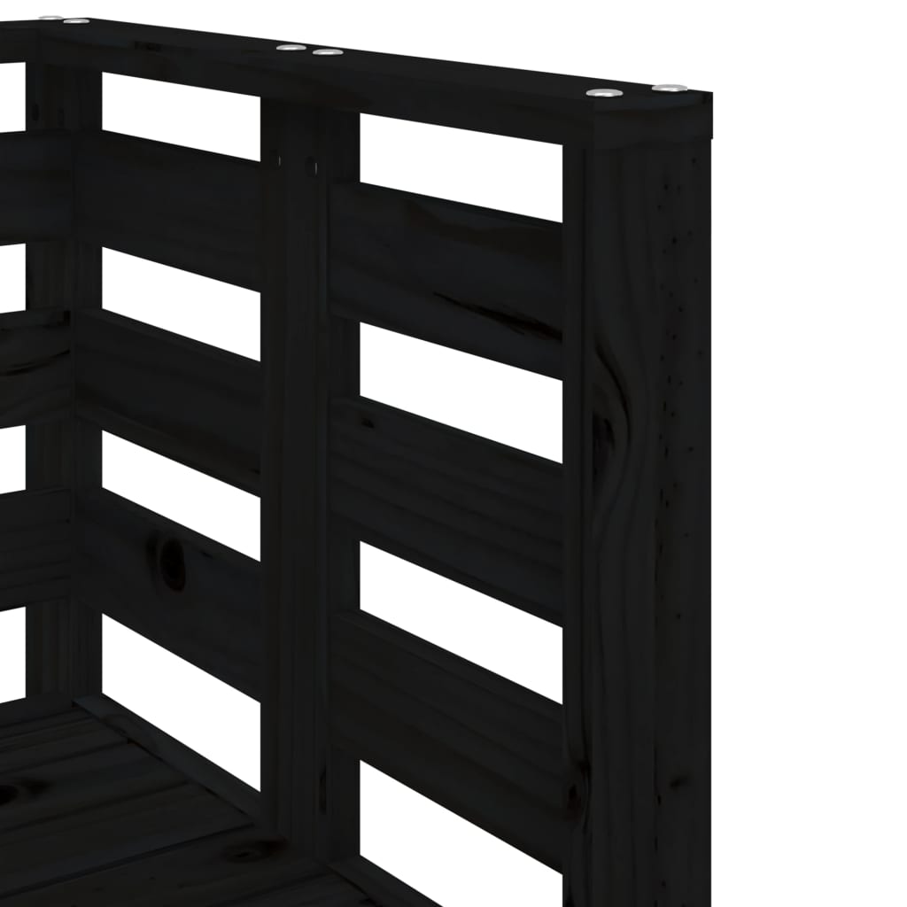 Set mobilier de gradina, 3 piese, negru, lemn masiv pin — imaginea 7