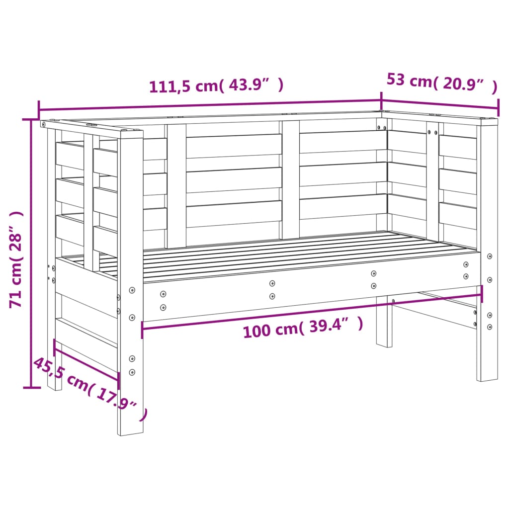 Set mobilier de gradina, 3 piese, negru, lemn masiv pin — imaginea 9
