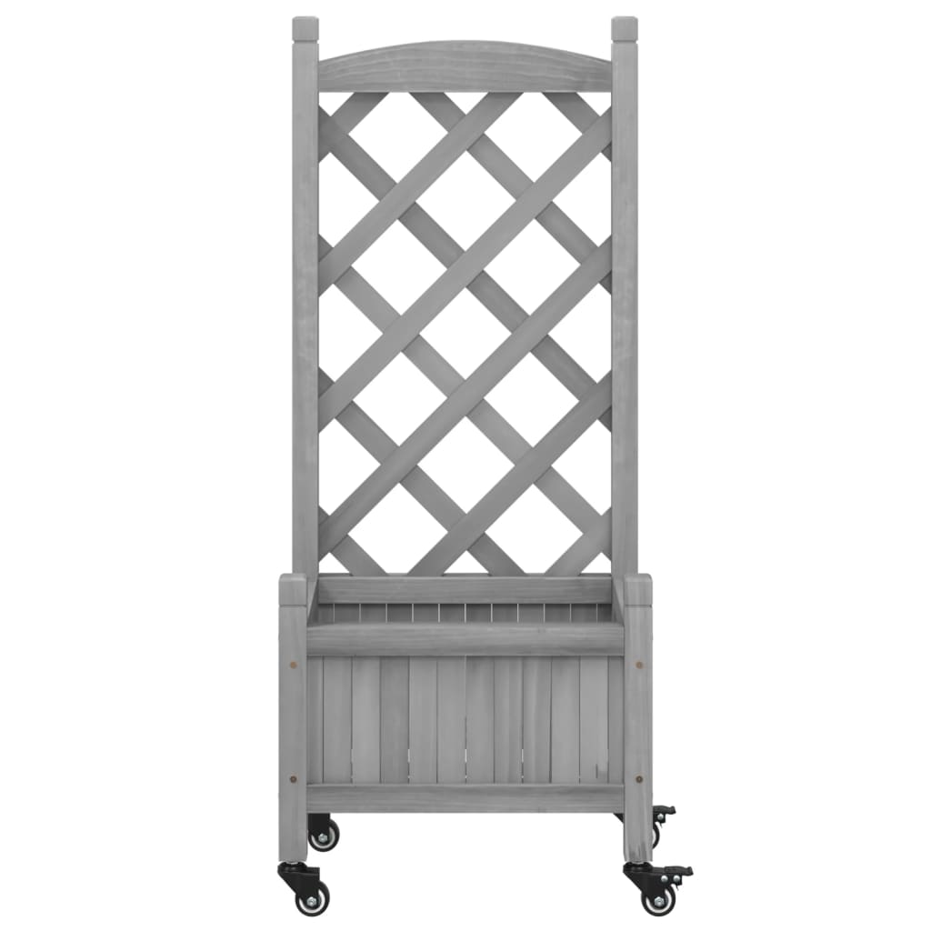 Jardiniera cu spalier și roti, lemn masiv de brad, mărime 40x30x97.5 cm — imaginea 4