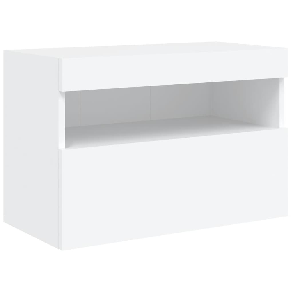 Set comode TV de perete, 7 piese, cu lumini LED, alb — imaginea 9