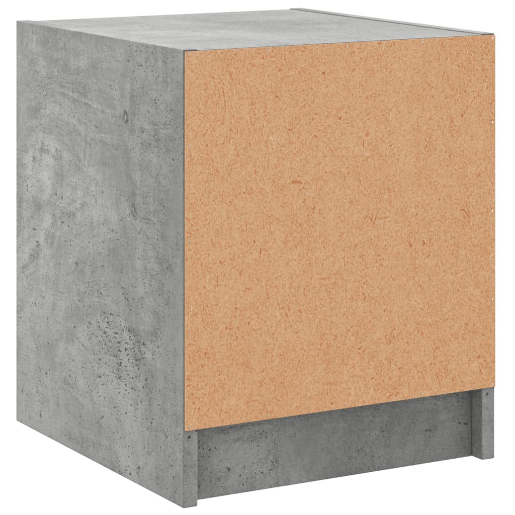 Noptiere cu usi din sticla, 2 buc., gri beton, 35x37x42 cm — imaginea 9