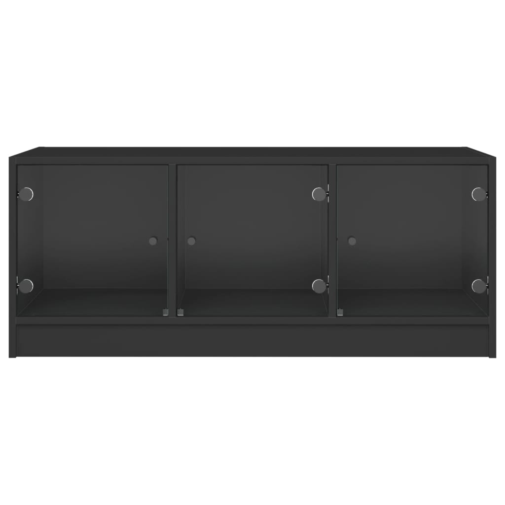 Masuta de cafea cu usi din sticla, negru, 102x50x42 cm — imaginea 6
