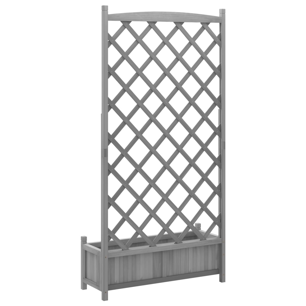 Jardiniera cu spalier, gri, lemn masiv de brad — imaginea 6