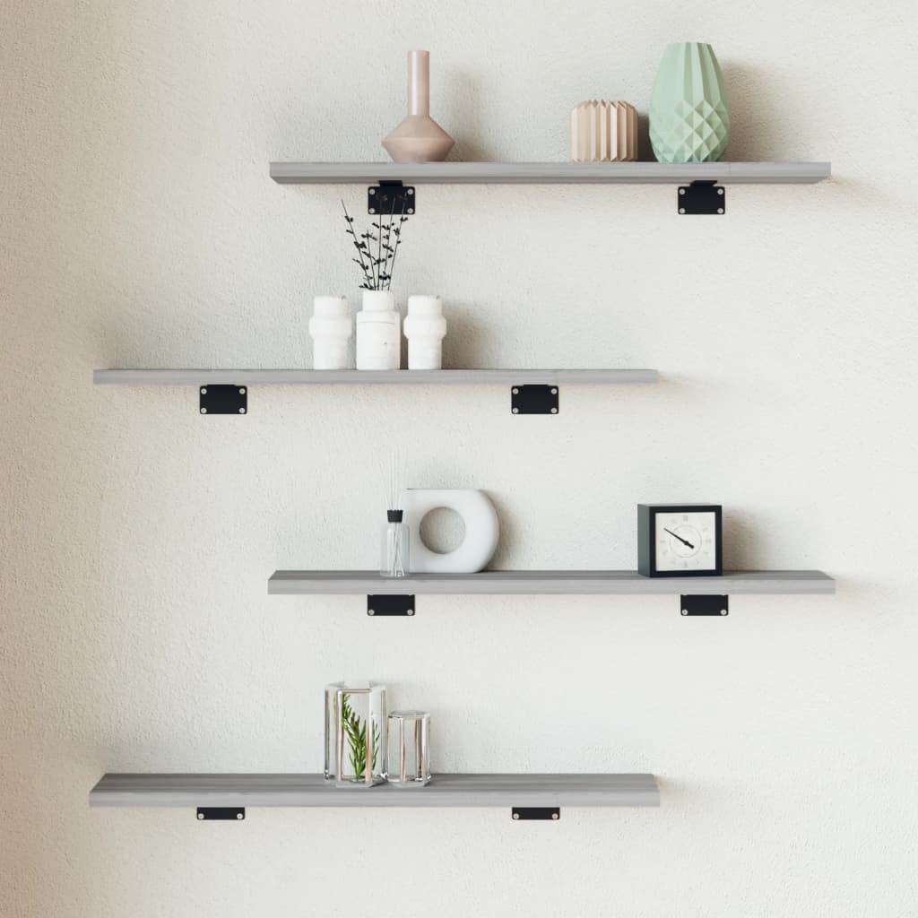 Rafturi de perete, 4 buc., gri sonoma, 60x10x1,5 cm, lemn — imaginea 2