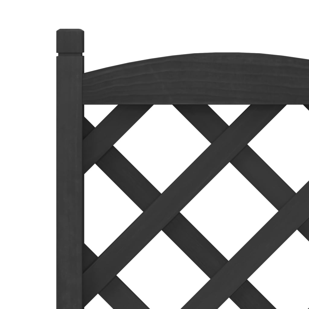 Jardiniera cu spalier, negru, lemn masiv de brad — imaginea 7
