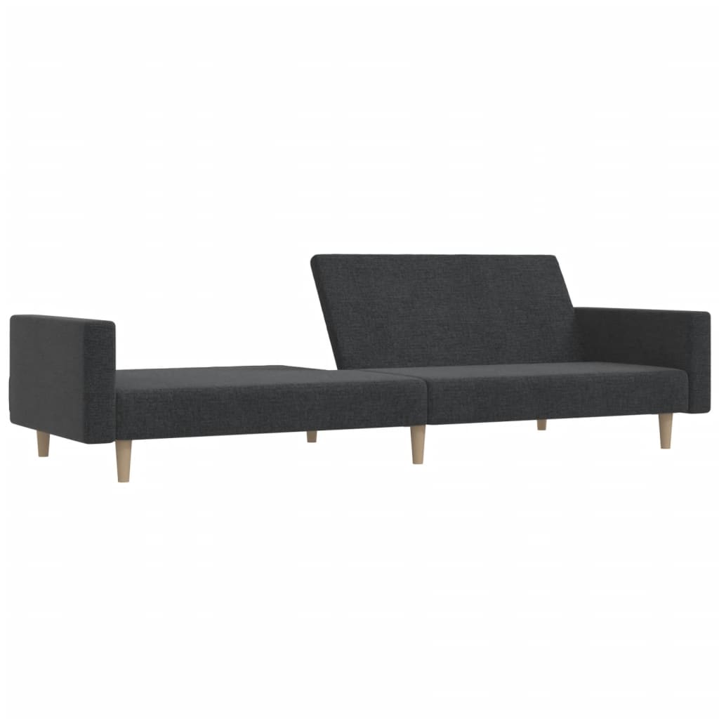 Canapea extensibila cu 2 locuri, gri inchis, textil — imaginea 4