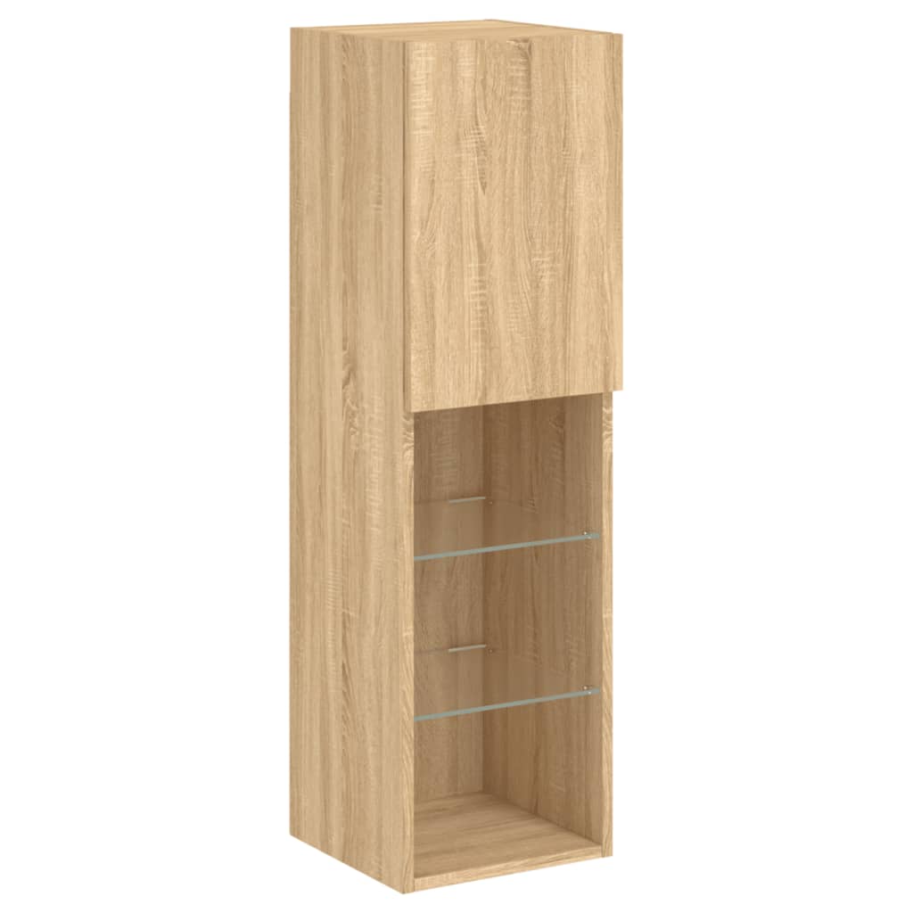 Comode TV de perete cu lumini LED, 6 piese, stejar sonoma — imaginea 9