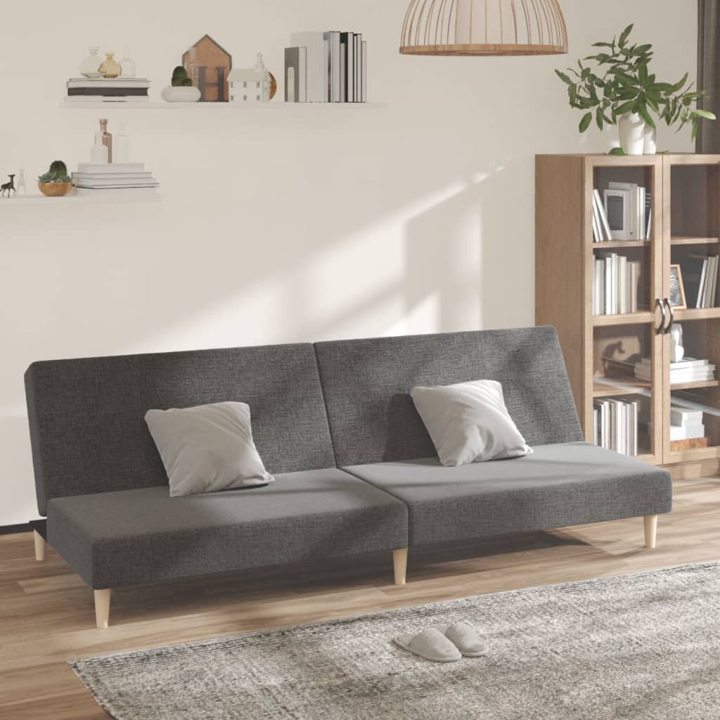 Canapea extensibila cu 2 locuri, gri deschis, tesatura — imaginea 2