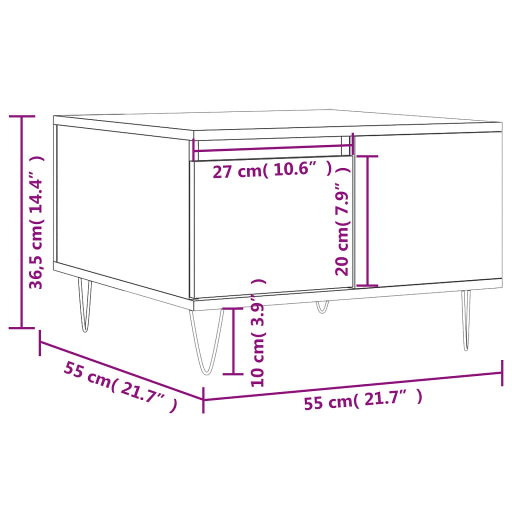 Masuta de cafea, negru, 55x55x36,5 cm, lemn prelucrat — imaginea 11