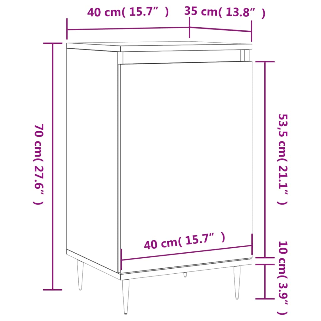 Servanta, gri sonoma, 40x35x70 cm, lemn prelucrat — imaginea 12