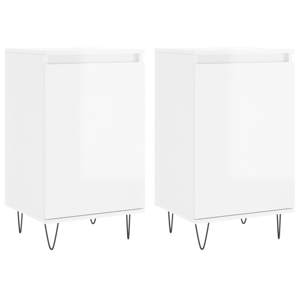 Servante, 2 buc., alb extralucios, 40x35x70 cm, lemn prelucrat