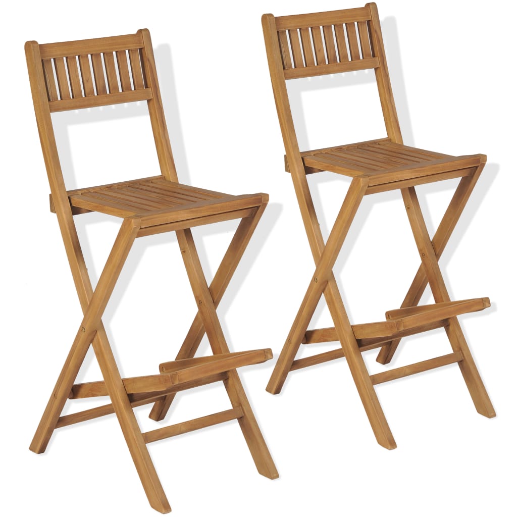 Set de bar cu scaune pliabile, 3 piese, lemn masiv de tec — imaginea 8