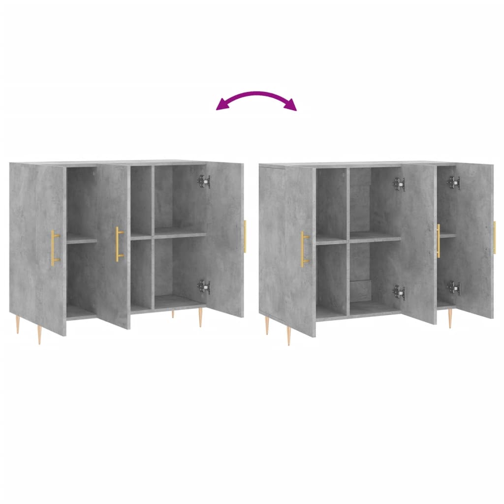 Servanta, gri beton, 90x34x80 cm, lemn compozit — imaginea 9