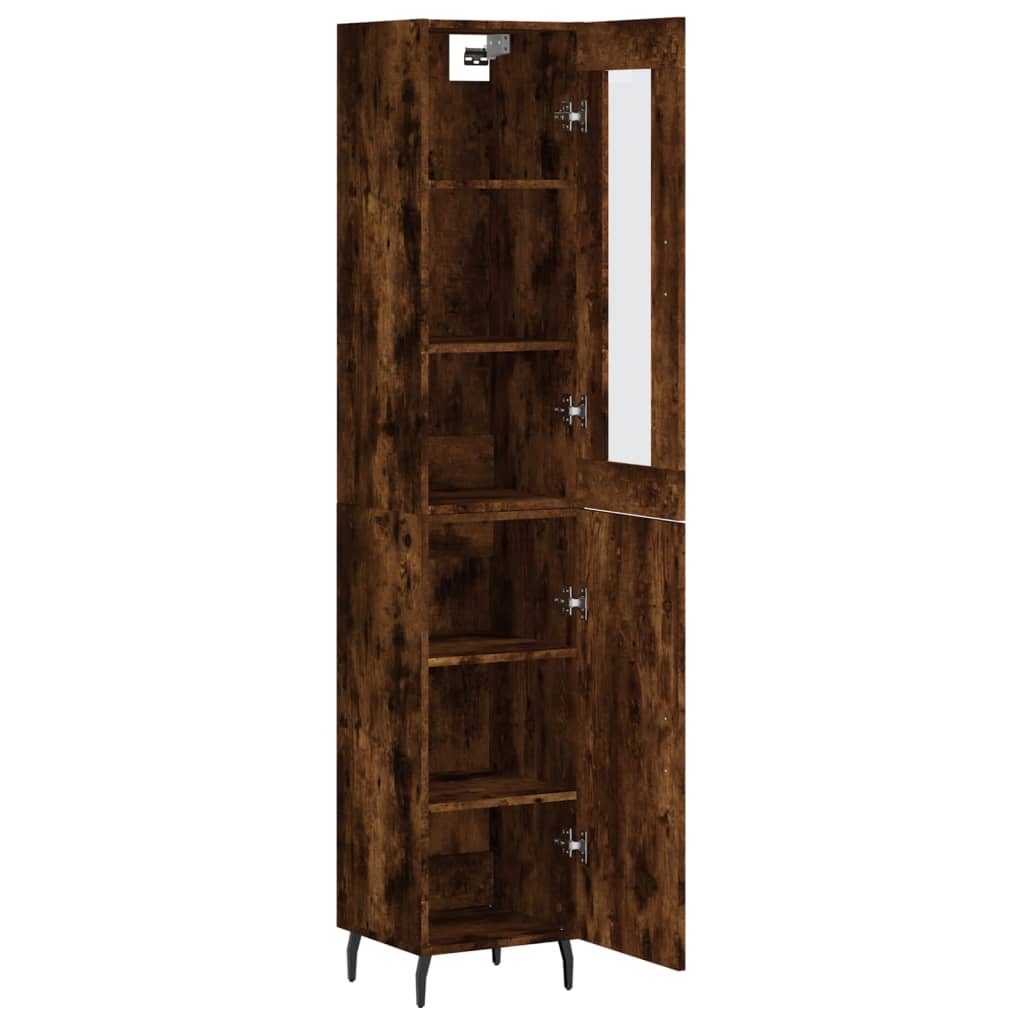 Dulap inalt, stejar fumuriu, 34,5x34x180 cm, lemn prelucrat — imaginea 4
