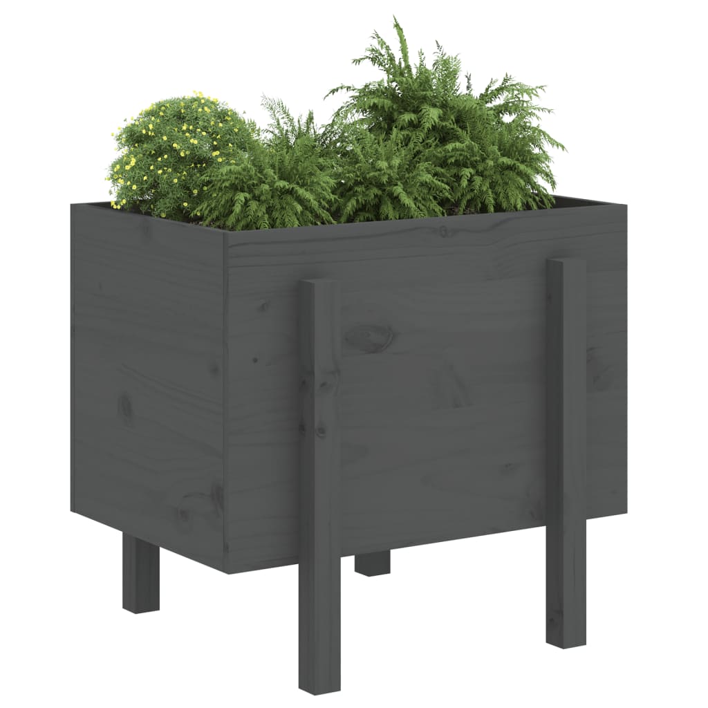 Jardiniera de gradina, gri, 62x50x57 cm, lemn masiv pin — imaginea 3